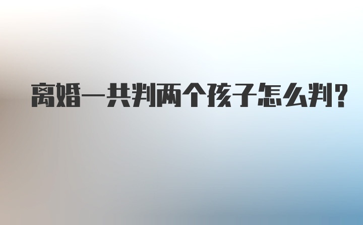 离婚一共判两个孩子怎么判?