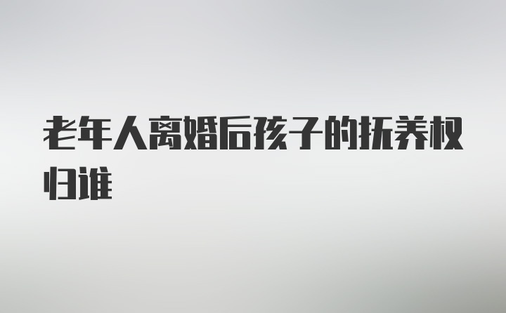 老年人离婚后孩子的抚养权归谁