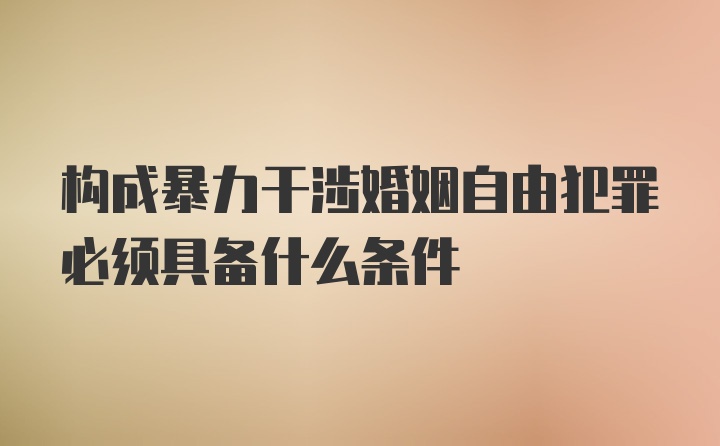 构成暴力干涉婚姻自由犯罪必须具备什么条件