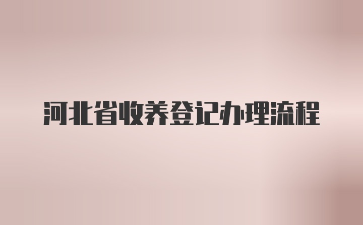 河北省收养登记办理流程