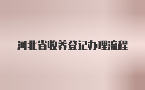 河北省收养登记办理流程