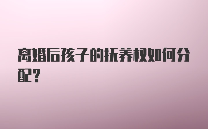 离婚后孩子的抚养权如何分配？