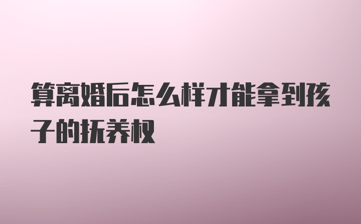 算离婚后怎么样才能拿到孩子的抚养权