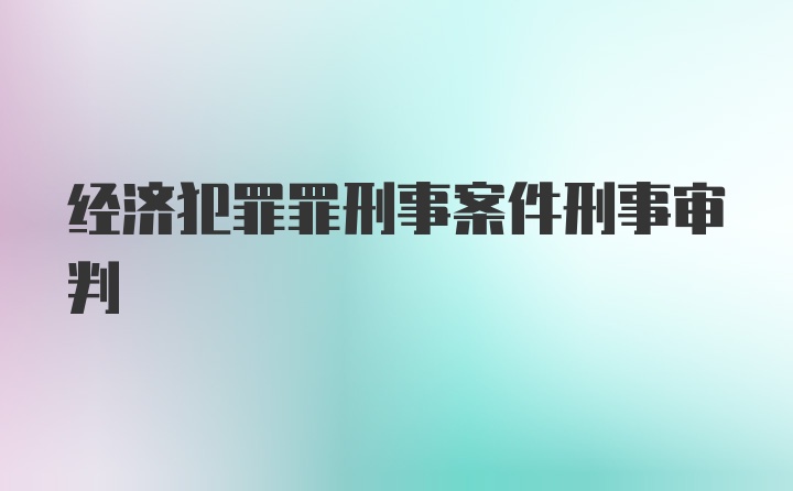 经济犯罪罪刑事案件刑事审判