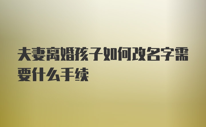 夫妻离婚孩子如何改名字需要什么手续