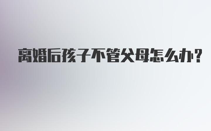 离婚后孩子不管父母怎么办？