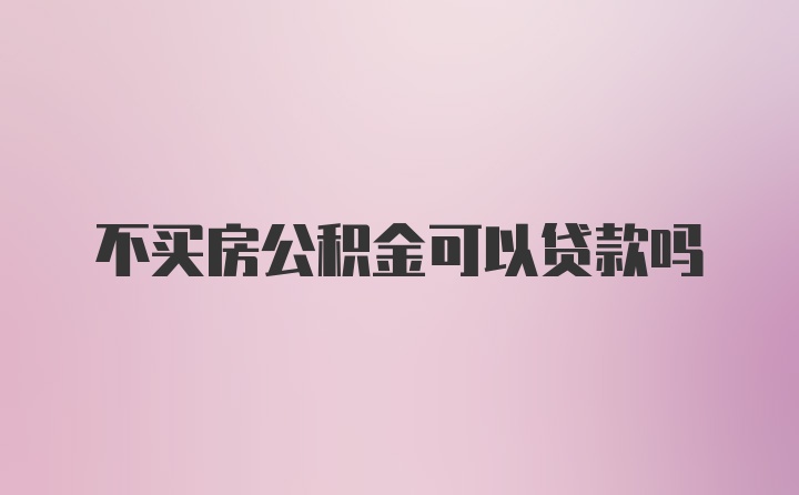 不买房公积金可以贷款吗