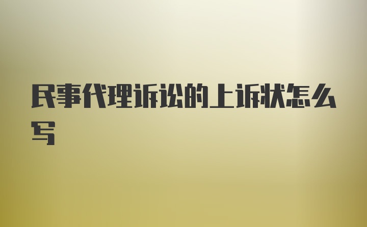 民事代理诉讼的上诉状怎么写