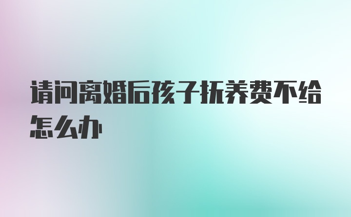 请问离婚后孩子抚养费不给怎么办