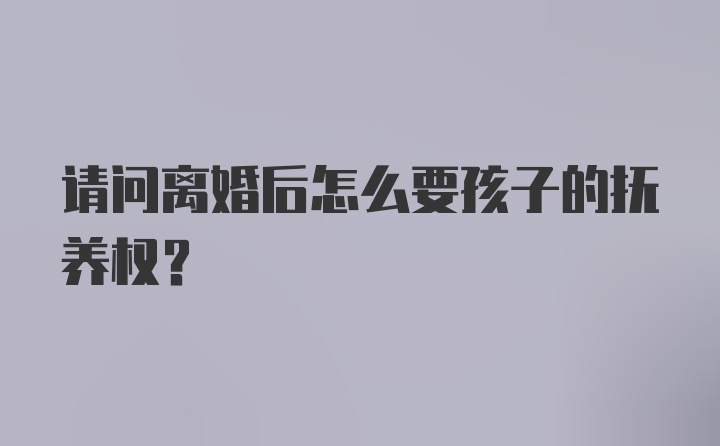 请问离婚后怎么要孩子的抚养权？