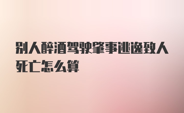 别人醉酒驾驶肇事逃逸致人死亡怎么算