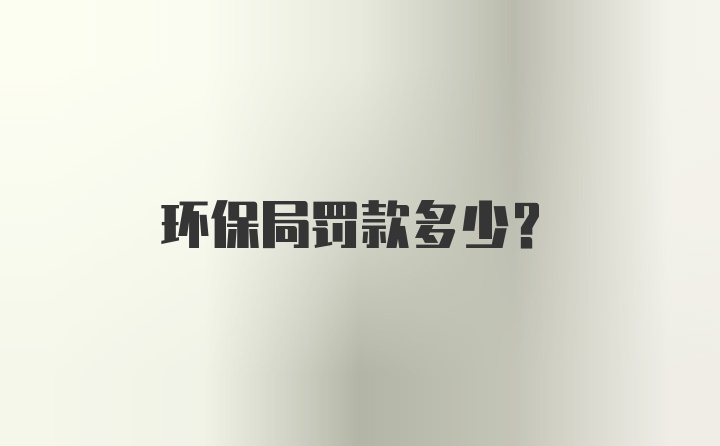 环保局罚款多少?