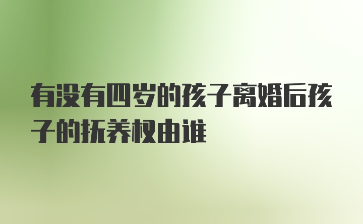 有没有四岁的孩子离婚后孩子的抚养权由谁