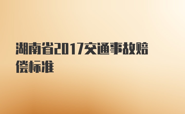 湖南省2017交通事故赔偿标准