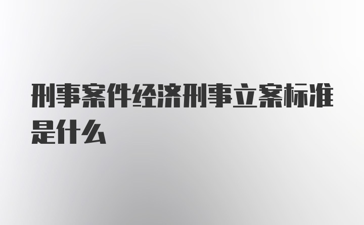 刑事案件经济刑事立案标准是什么