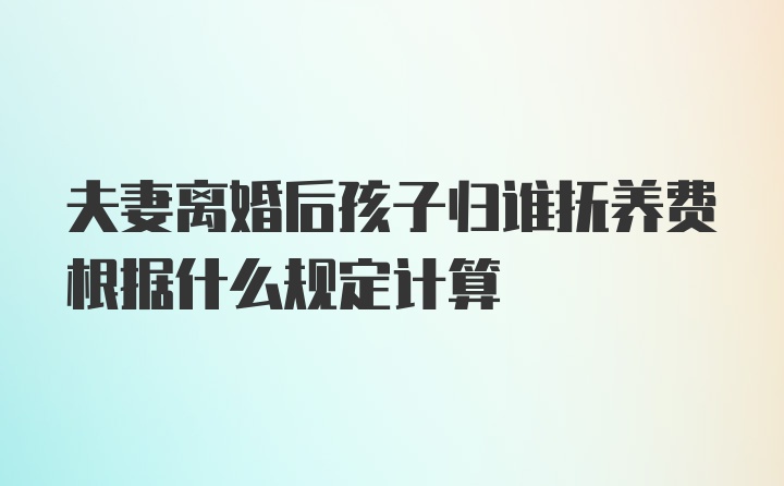 夫妻离婚后孩子归谁抚养费根据什么规定计算