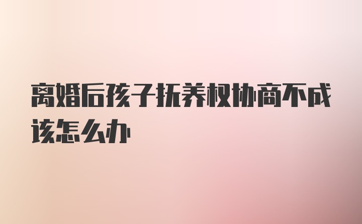 离婚后孩子抚养权协商不成该怎么办