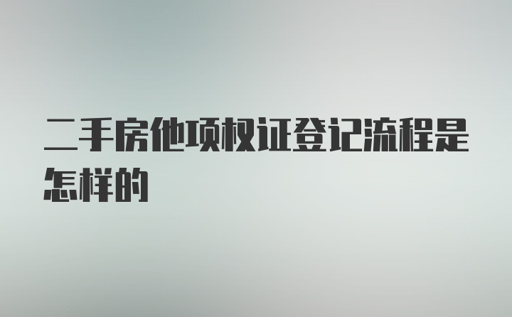 二手房他项权证登记流程是怎样的