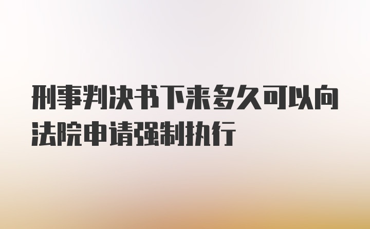 刑事判决书下来多久可以向法院申请强制执行