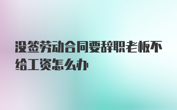 没签劳动合同要辞职老板不给工资怎么办