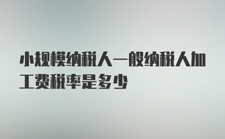 小规模纳税人一般纳税人加工费税率是多少