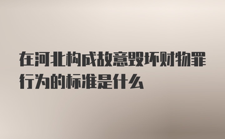 在河北构成故意毁坏财物罪行为的标准是什么