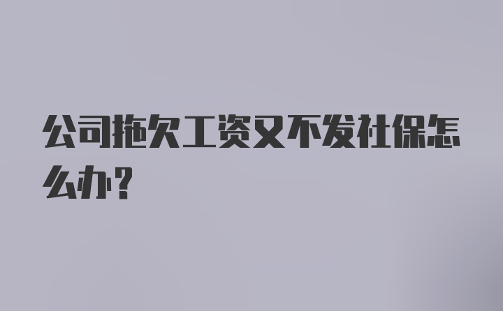 公司拖欠工资又不发社保怎么办？