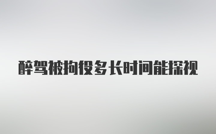 醉驾被拘役多长时间能探视