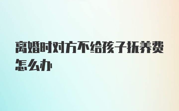 离婚时对方不给孩子抚养费怎么办