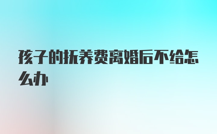 孩子的抚养费离婚后不给怎么办