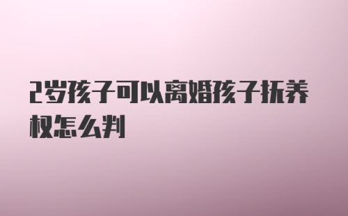 2岁孩子可以离婚孩子抚养权怎么判