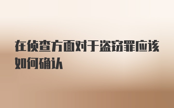 在侦查方面对于盗窃罪应该如何确认