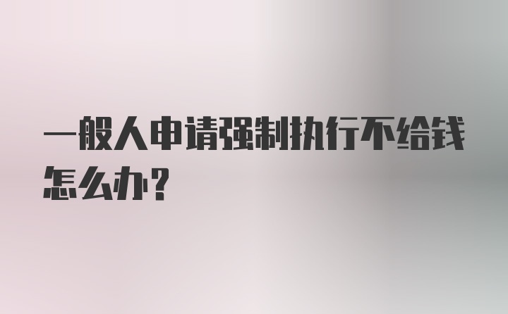 一般人申请强制执行不给钱怎么办？