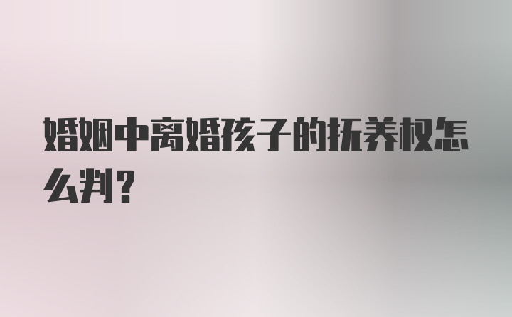 婚姻中离婚孩子的抚养权怎么判？