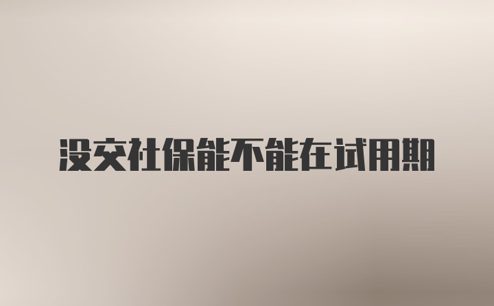 没交社保能不能在试用期