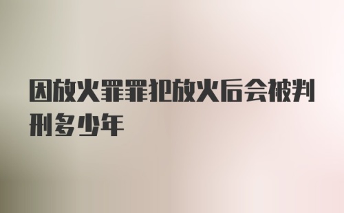 因放火罪罪犯放火后会被判刑多少年