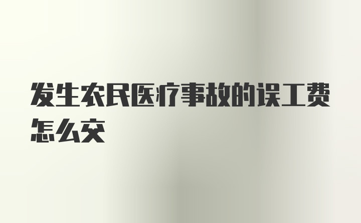 发生农民医疗事故的误工费怎么交