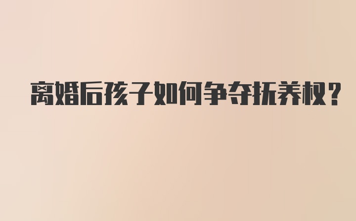 离婚后孩子如何争夺抚养权？