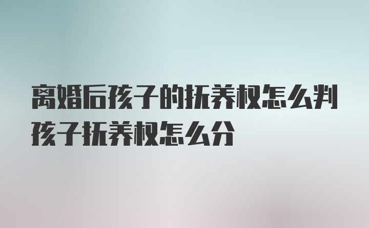 离婚后孩子的抚养权怎么判孩子抚养权怎么分