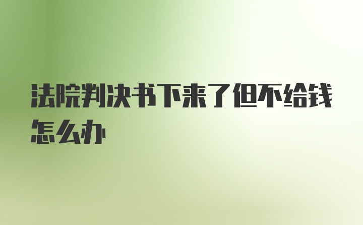 法院判决书下来了但不给钱怎么办