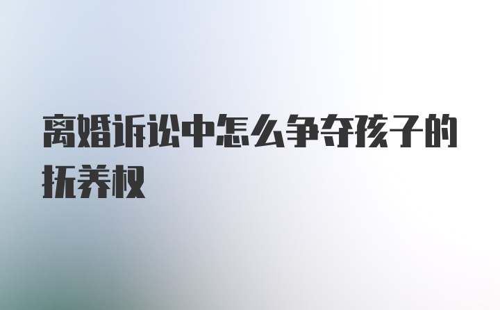 离婚诉讼中怎么争夺孩子的抚养权