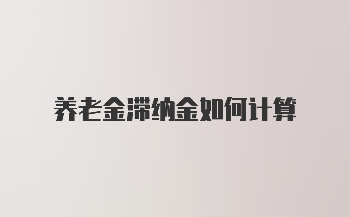 养老金滞纳金如何计算