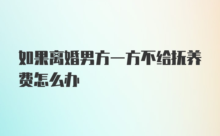 如果离婚男方一方不给抚养费怎么办