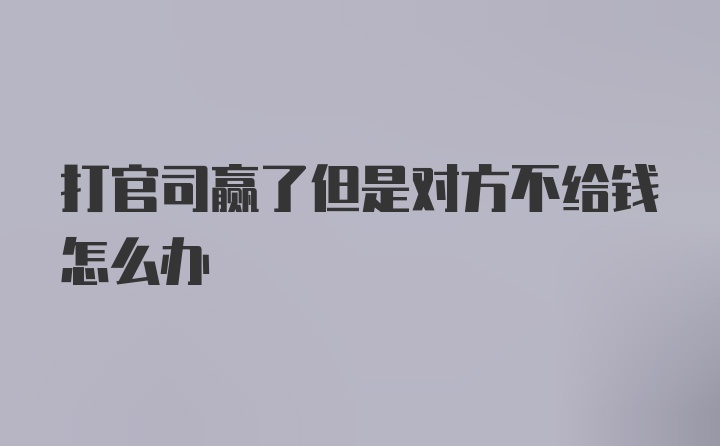 打官司赢了但是对方不给钱怎么办