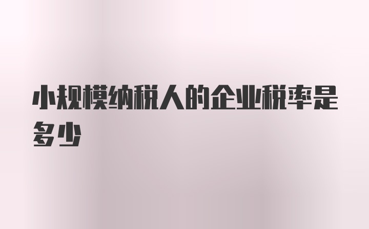 小规模纳税人的企业税率是多少