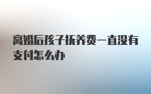 离婚后孩子抚养费一直没有支付怎么办