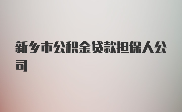 新乡市公积金贷款担保人公司