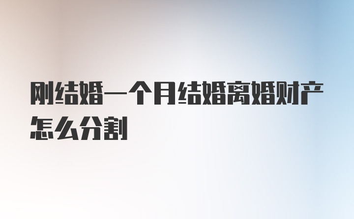 刚结婚一个月结婚离婚财产怎么分割