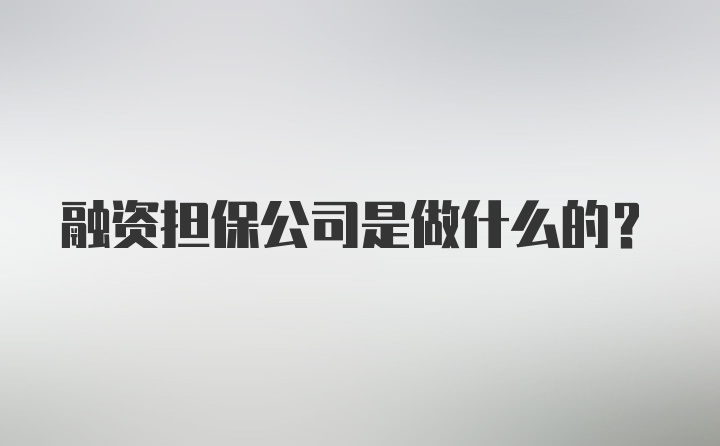 融资担保公司是做什么的？