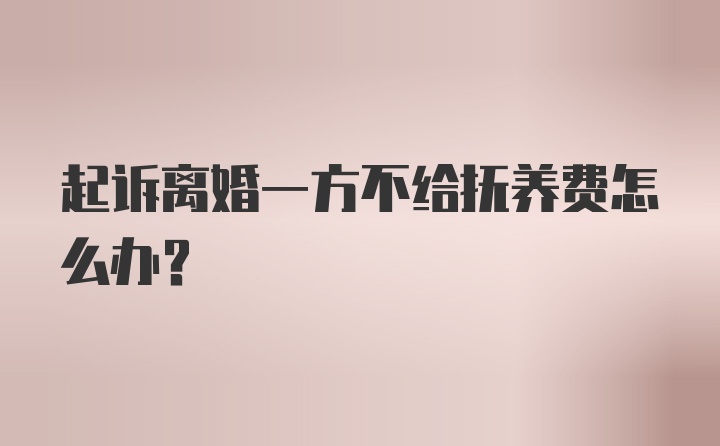 起诉离婚一方不给抚养费怎么办？